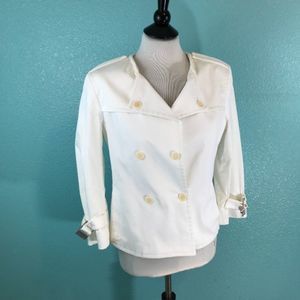 NWOT Calvin Klein White Moto‎ Buckle Jacket Small